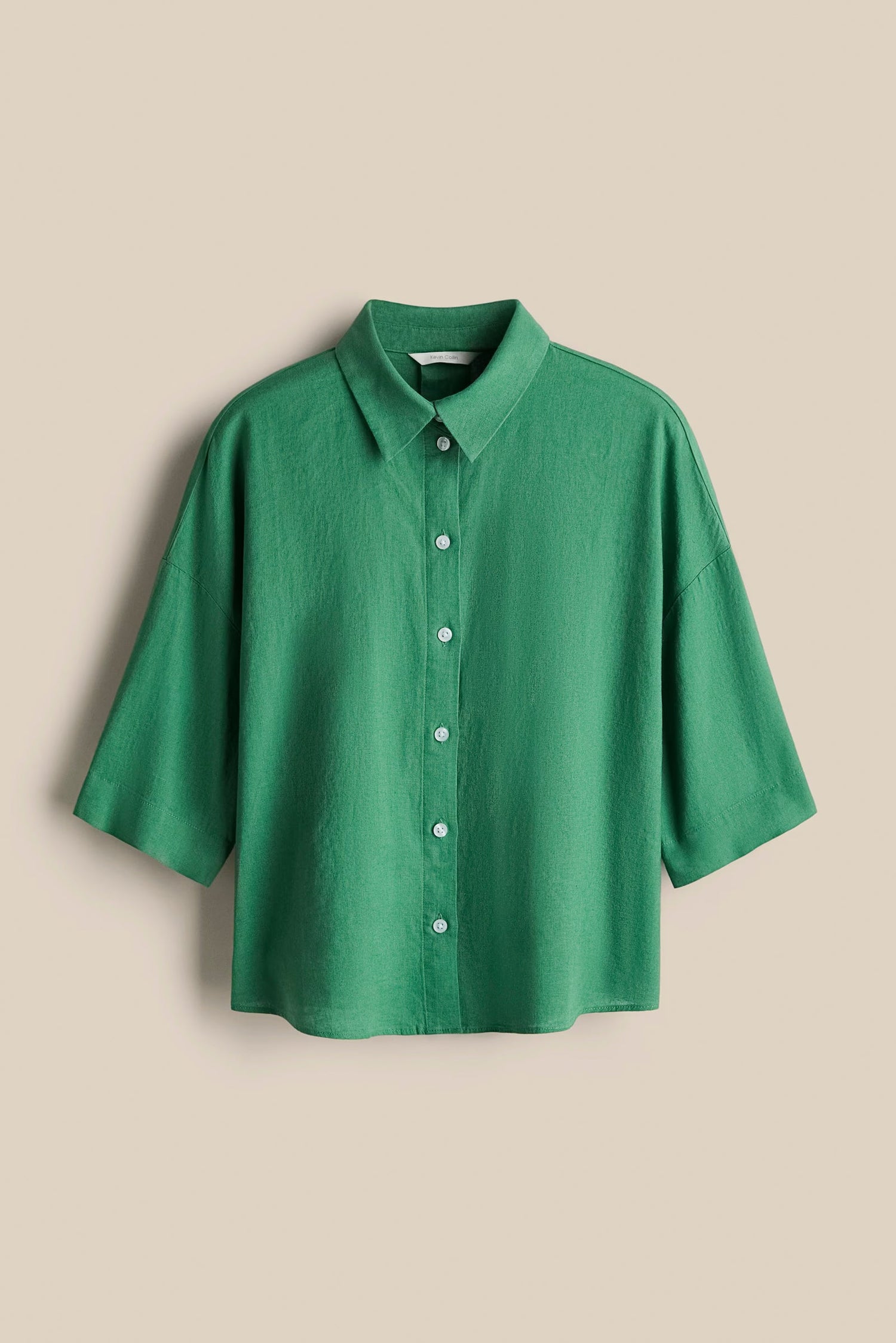 Forest Green Linen Luxe Oversized Shirt kevincollin.com