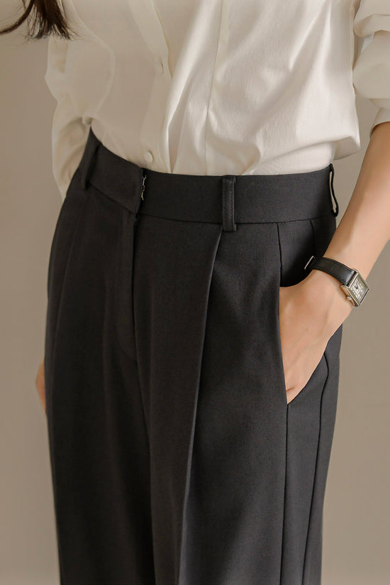 Classic Wide Leg Dark Grey Trousers kevincollin.com