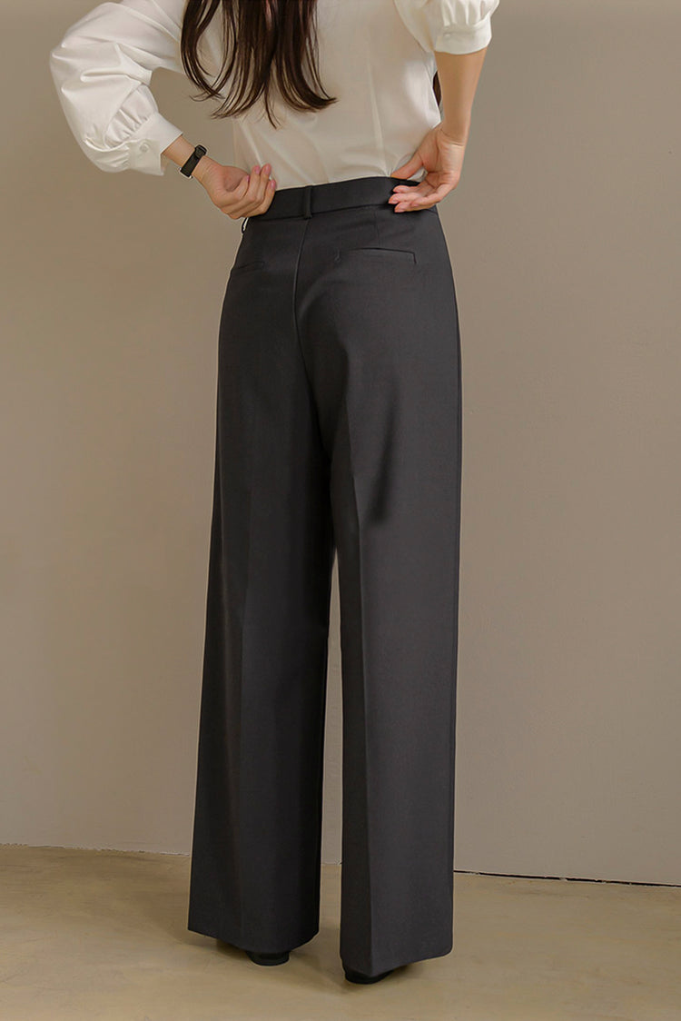 Classic Wide Leg Dark Grey Trousers kevincollin.com