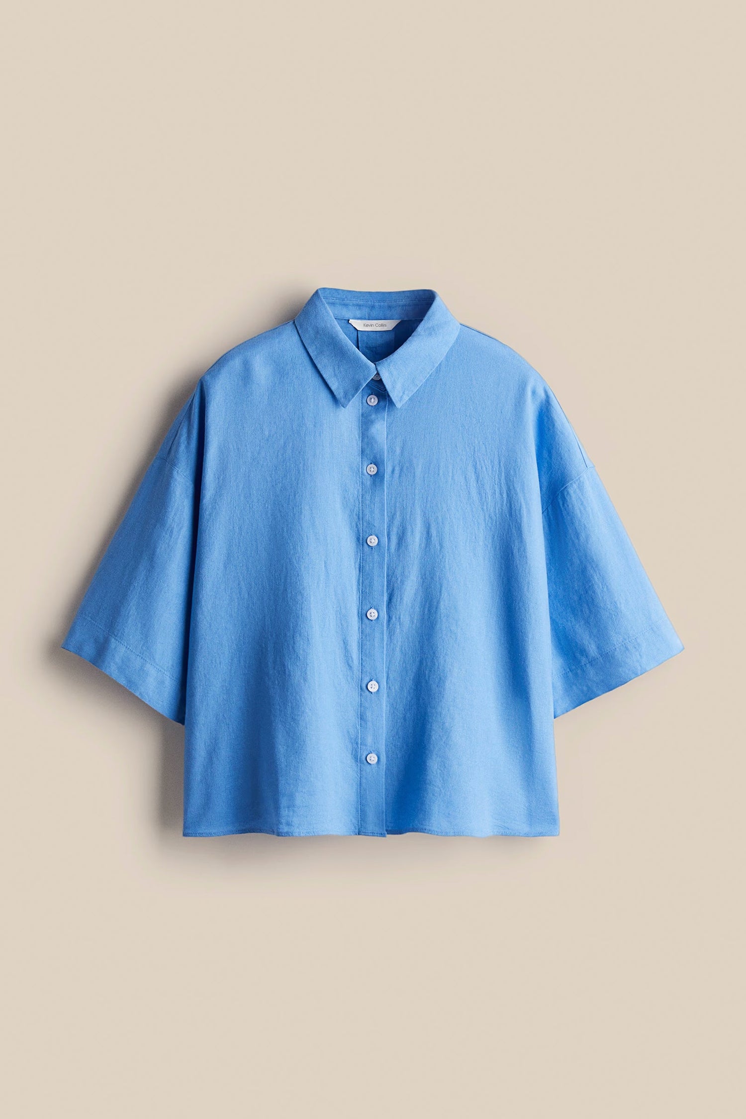 Azure Blue Linen Luxe Oversized Shirt kevincollin.com