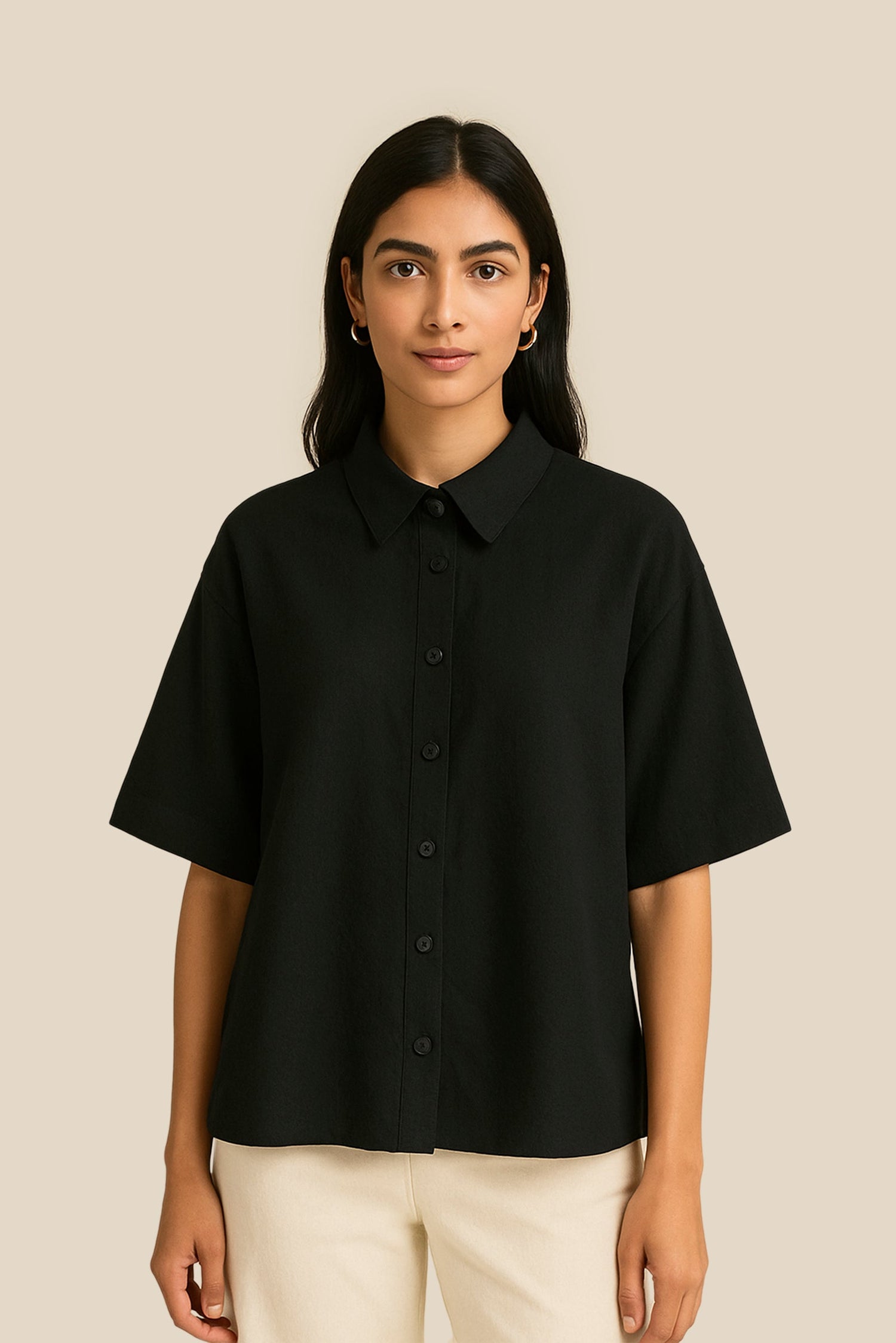 Black Linen Luxe Oversized Shirt kevincollin.com