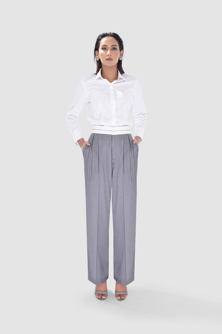 Pleated Pants with White Waistband kevincollin.com