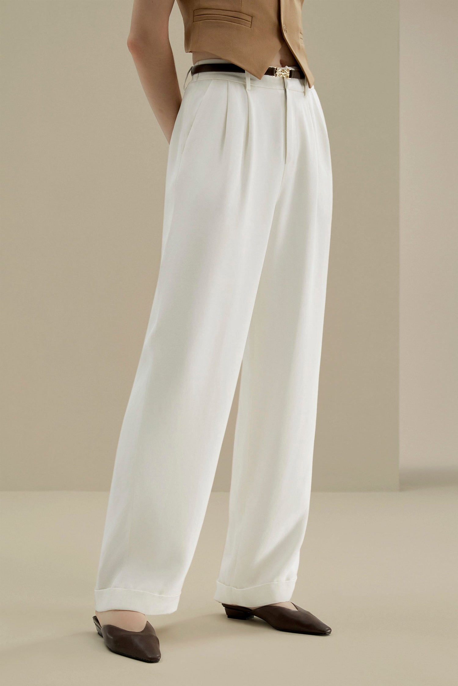 Wide Leg Elegance with Sculpted Pleats kevincollin.com
