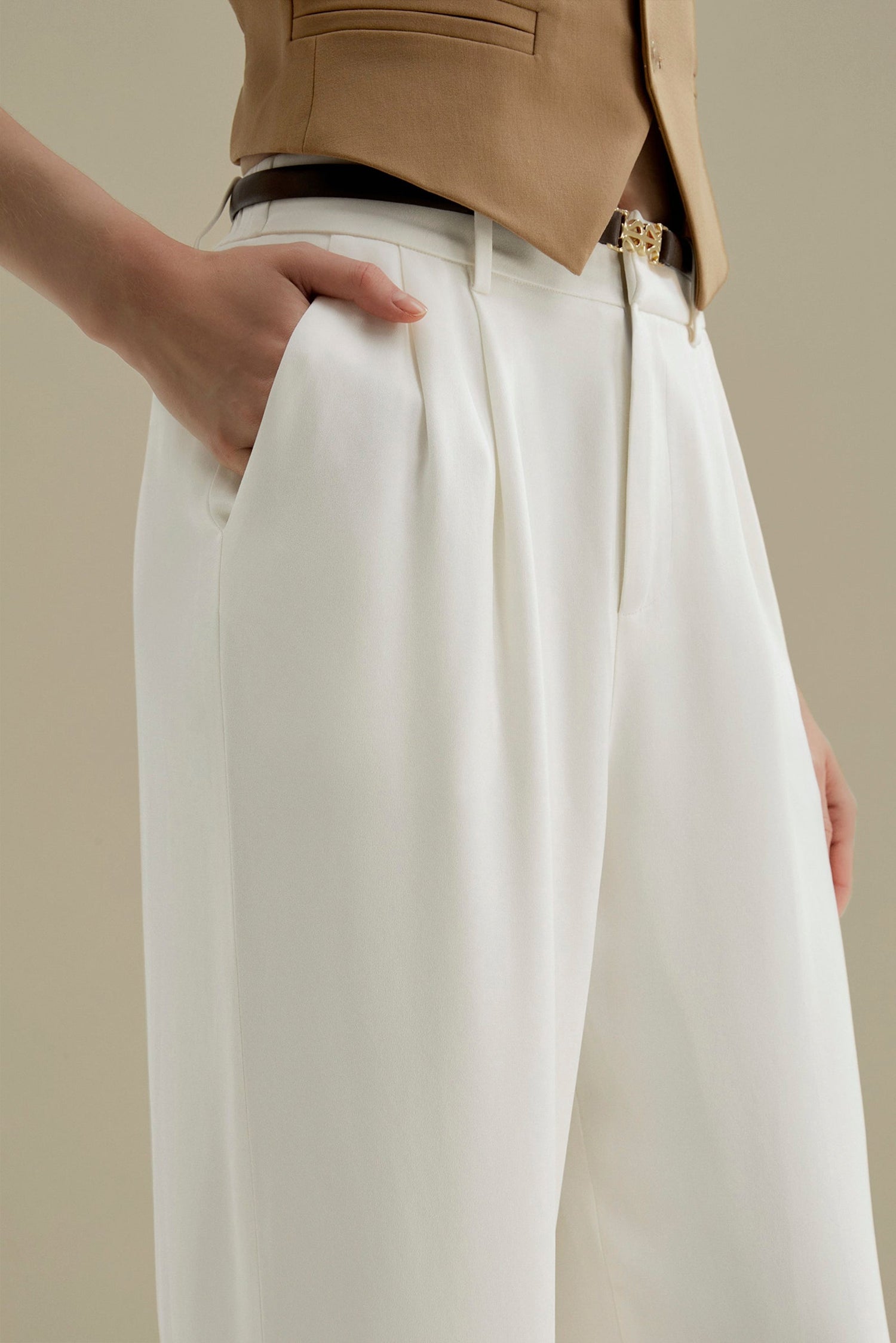 Wide Leg Elegance with Sculpted Pleats kevincollin.com