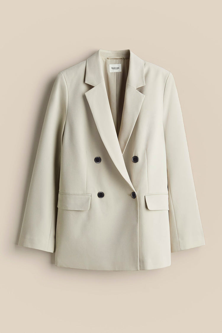 Cream Double Breasted Blazer kevincollin.com