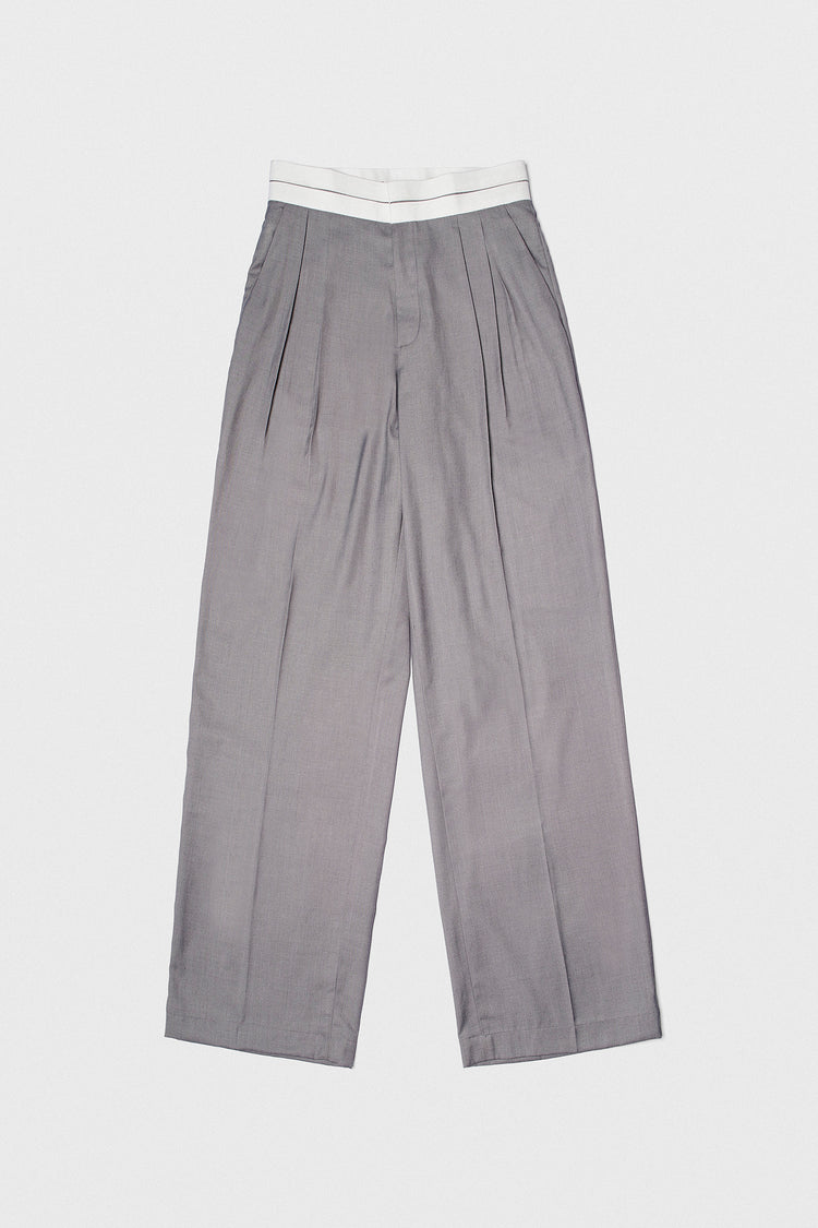 Pleated Pants with White Waistband kevincollin.com