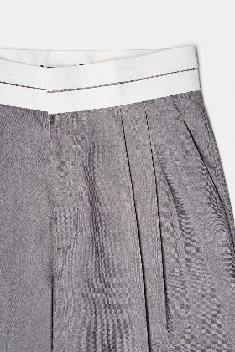 Pleated Pants with White Waistband kevincollin.com