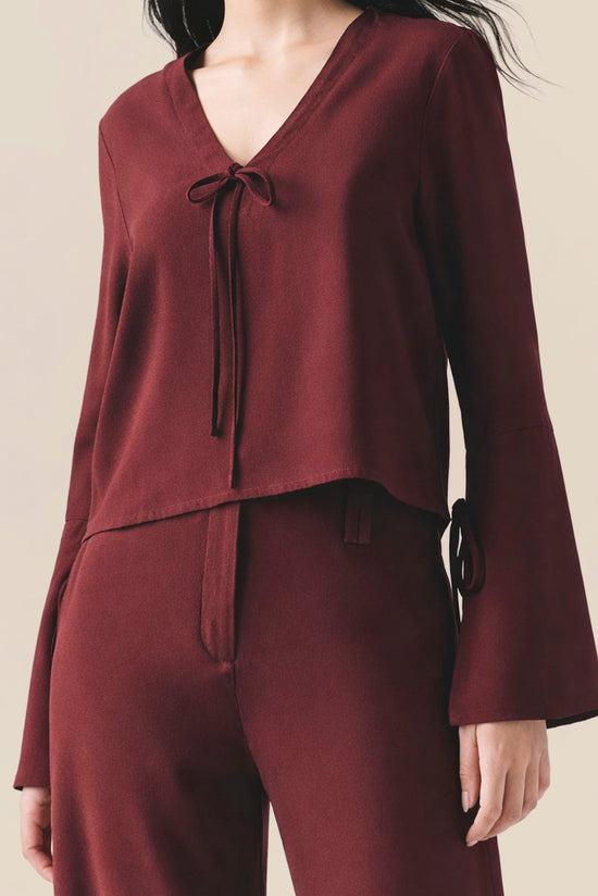 The Wine Bell Sleeve Blouse