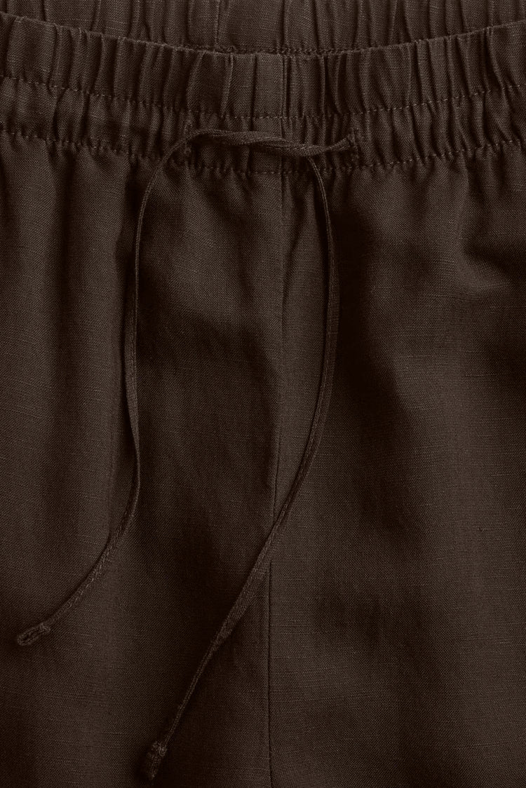 Chocolate Brown Linen Trousers kevincollin.com
