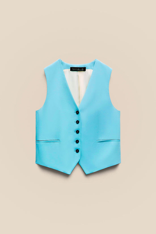 Blue Linen Vest kevincollin.com
