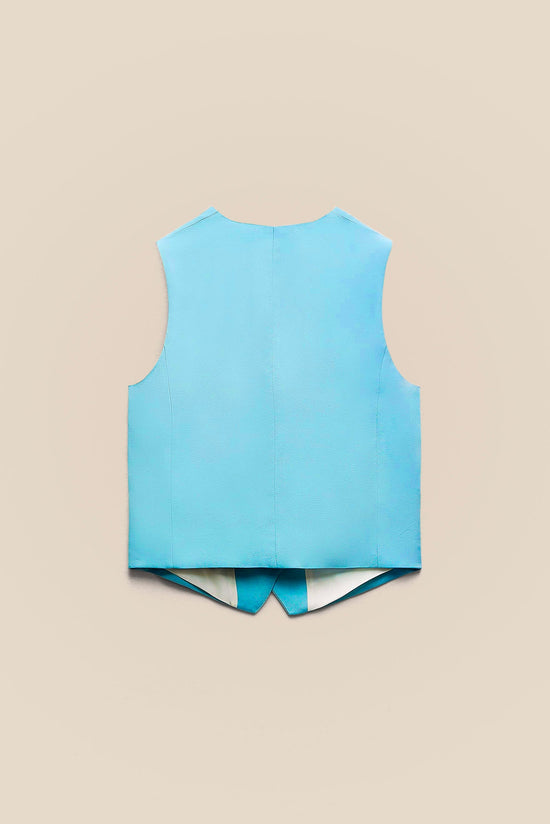 Blue Linen Vest kevincollin.com