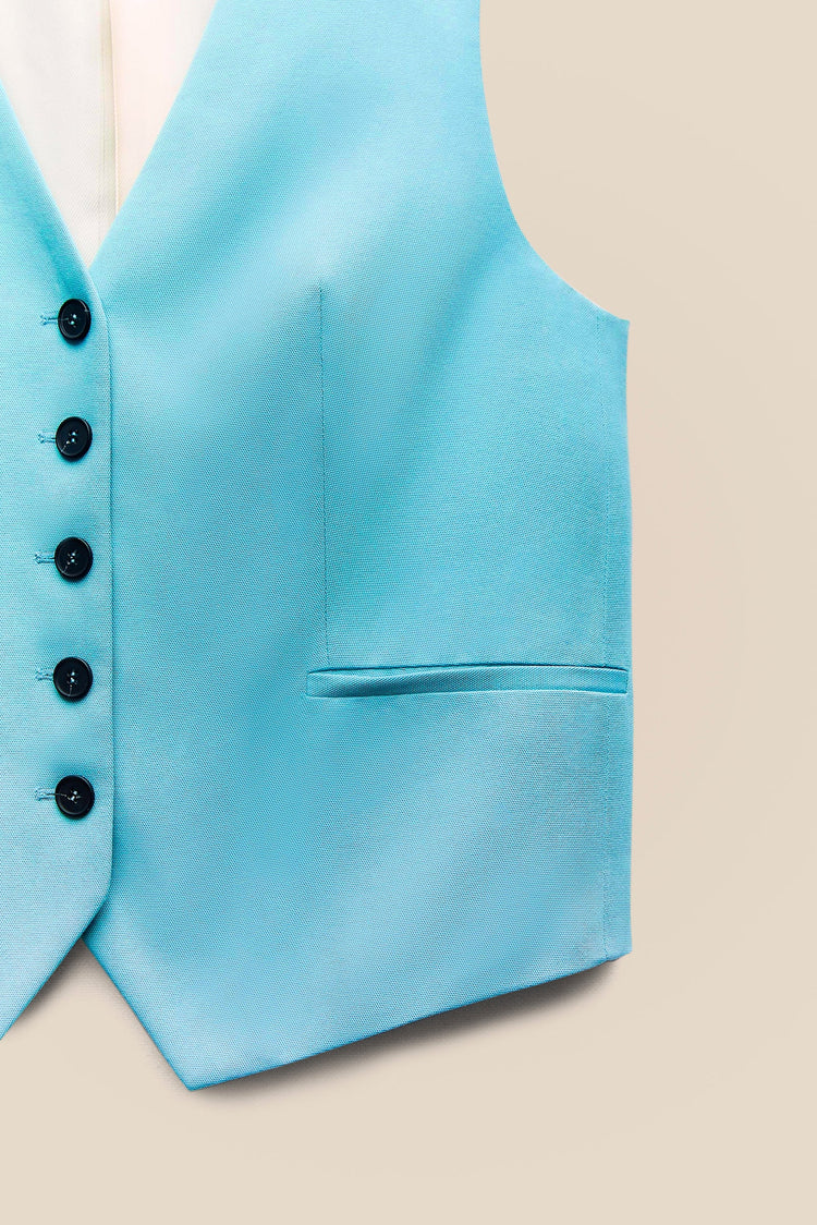 Blue Linen Vest kevincollin.com