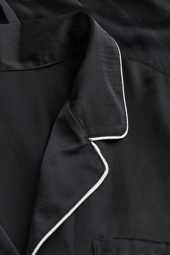 Satin Silk Pajama Shirt Set Black kevincollin.com