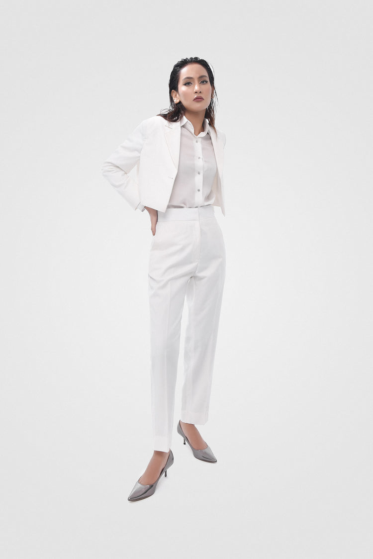 White Bird Crop Jacket Slacks Set kevincollin.com