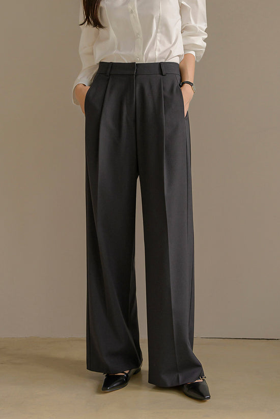 Classic Wide Leg Dark Grey Trousers kevincollin.com
