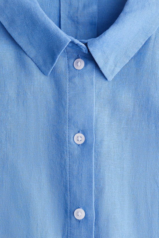 Azure Blue Linen Luxe Oversized Shirt kevincollin.com