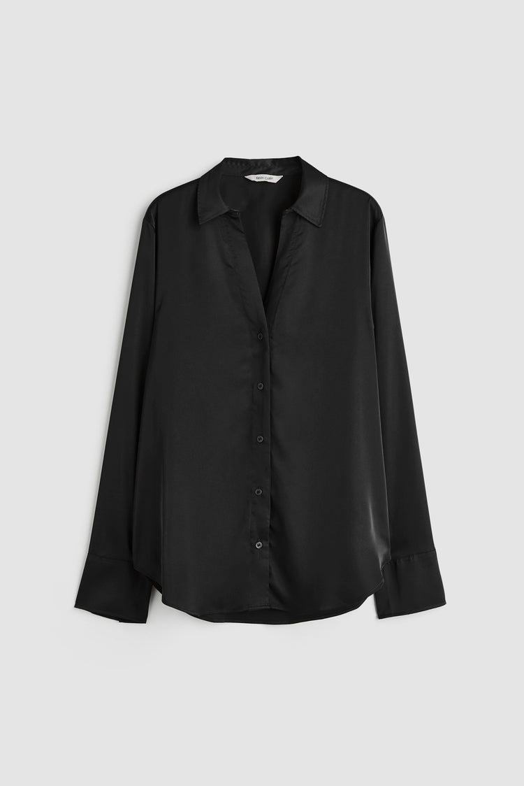 Dark Brown V-Neck Blouse kevincollin.com