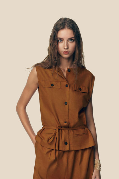 Rust Linen Waistcoat kevincollin.com