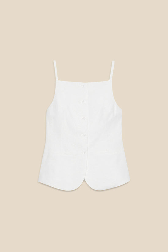 White Linen Buttoned Waistcoat kevincollin.com