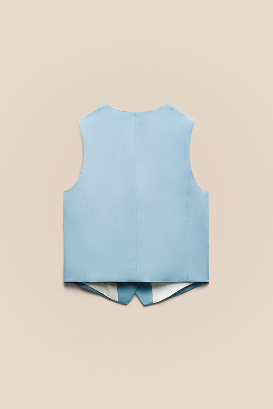 Blue Linen Vest kevincollin.com