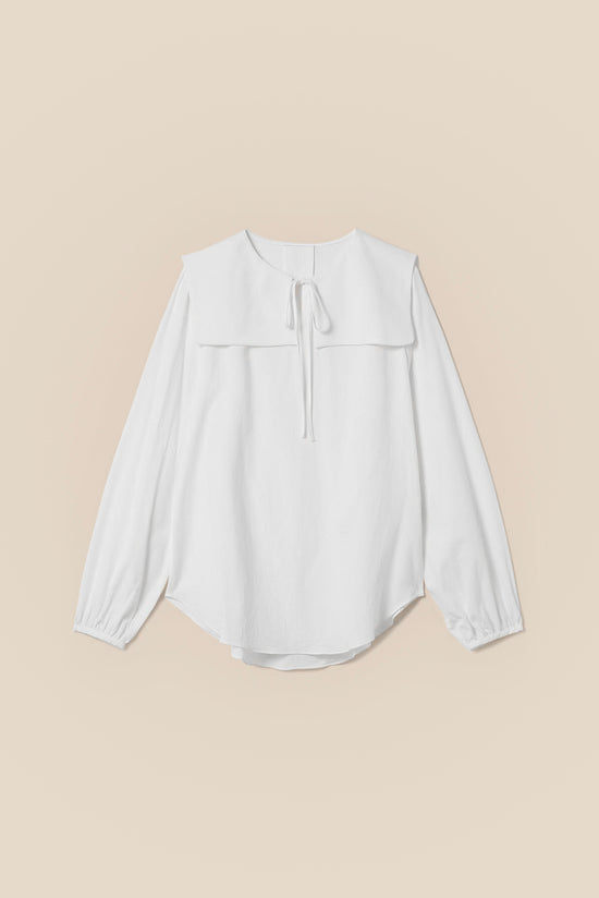 Crisp Cotton Sailor Neck Blouse kevincollin.com