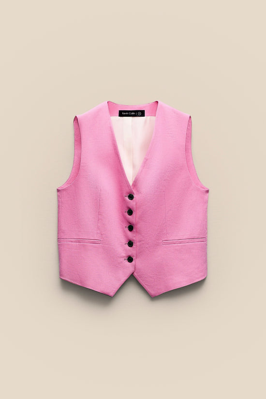 Pink Linen Vest kevincollin.com