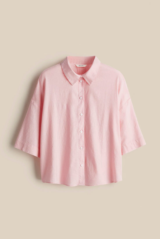 Blue Linen Luxe Oversized Shirt kevincollin.com