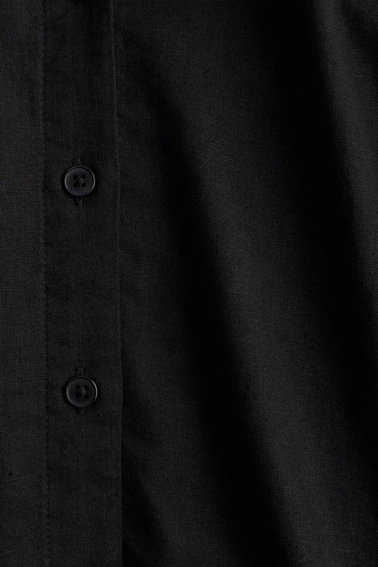 Black Linen Luxe Oversized Shirt kevincollin.com