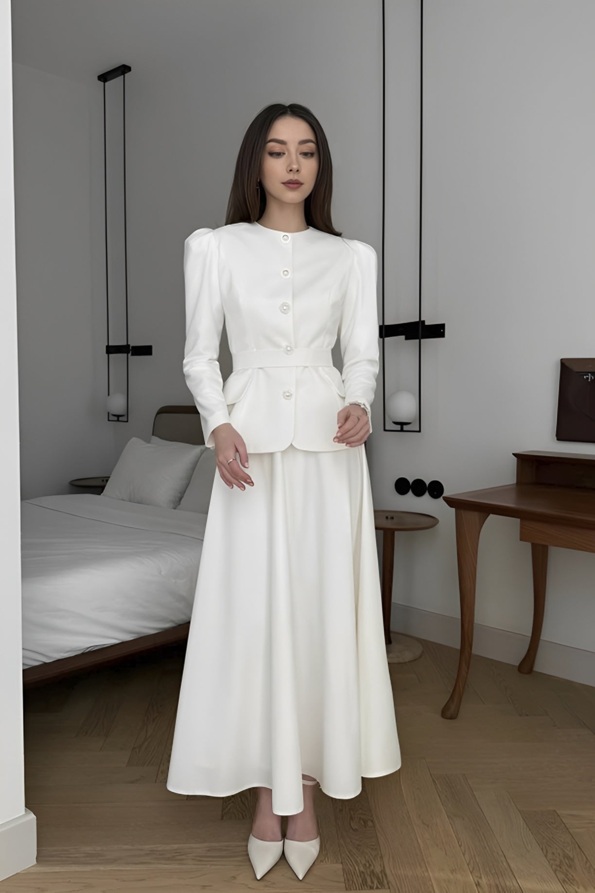 White Blazer with Belted Waist kevincollin.com