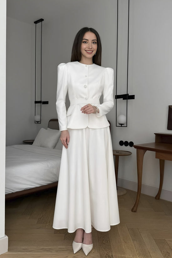 White Luxury Maxi Skirt kevincollin.com