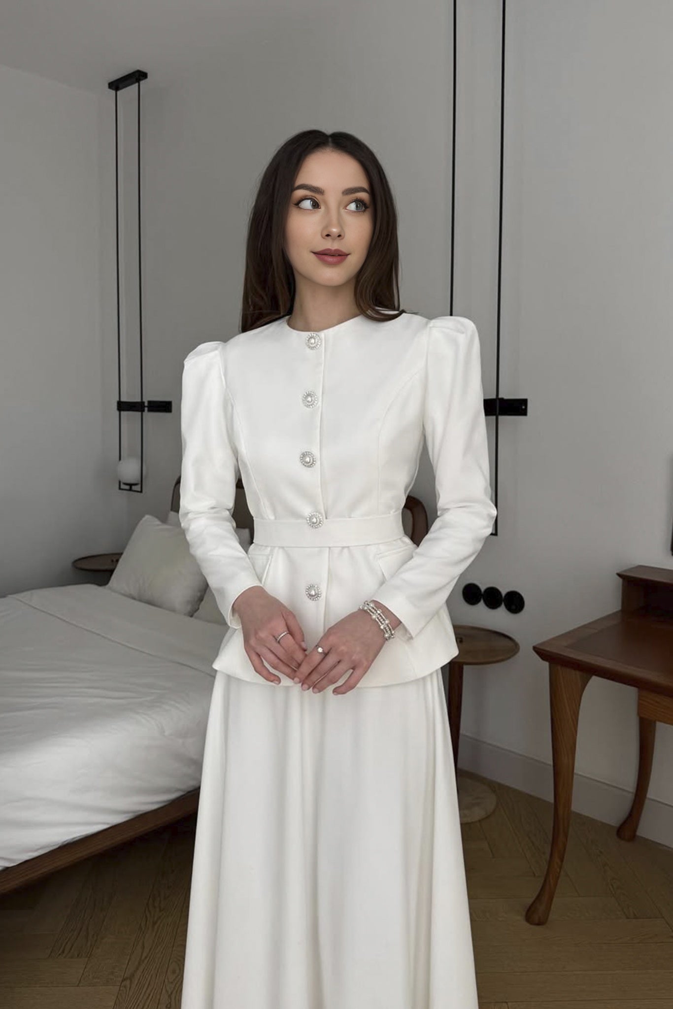 White Blazer with Belted Waist kevincollin.com