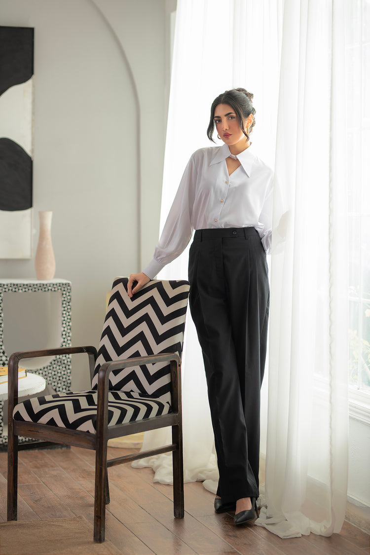 Grey Stretch Pintuck Trousers kevincollin.com