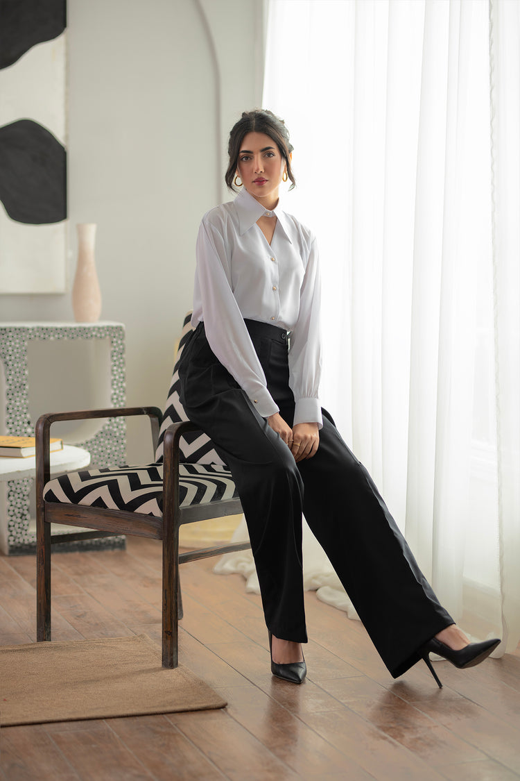 Grey Stretch Pintuck Trousers kevincollin.com