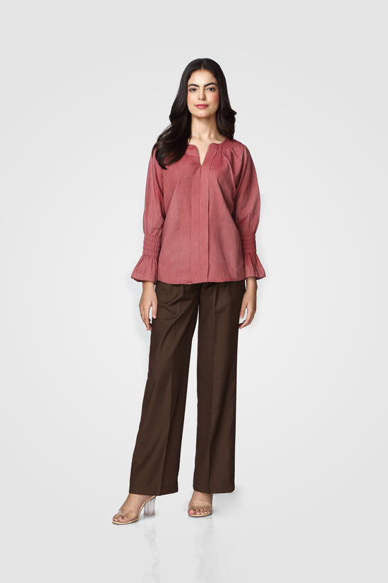 High-Waisted Pleated Trousers in Camel kevincollin.com
