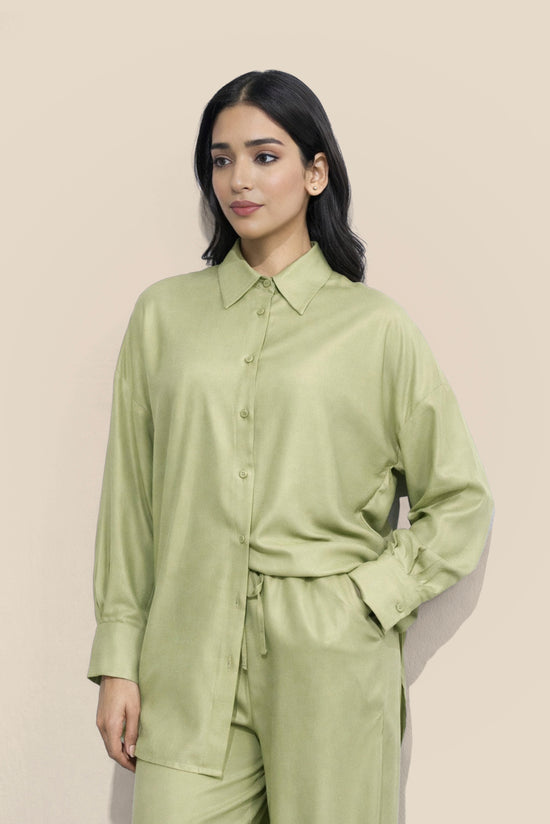 Matcha Green Button Through Shirt