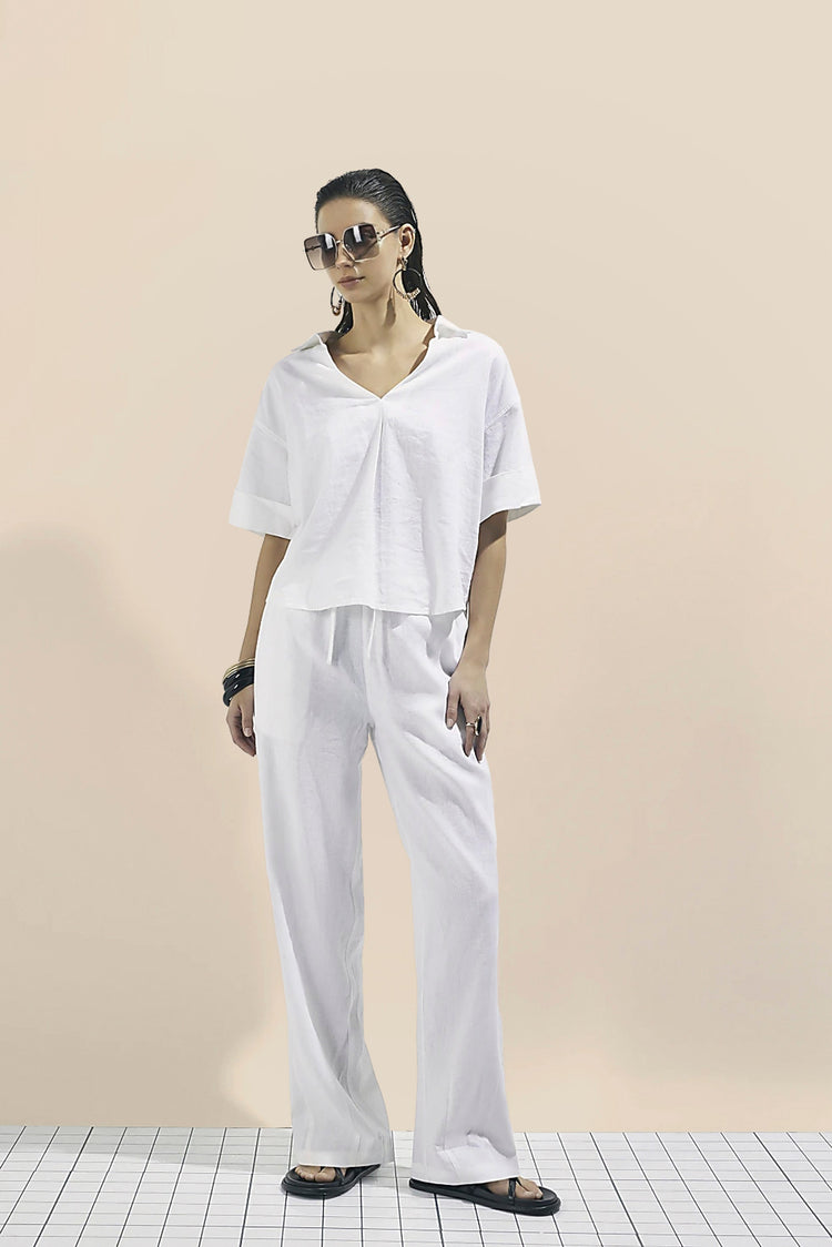 The Coastal Drawstring Trousers In White kevincollin.com