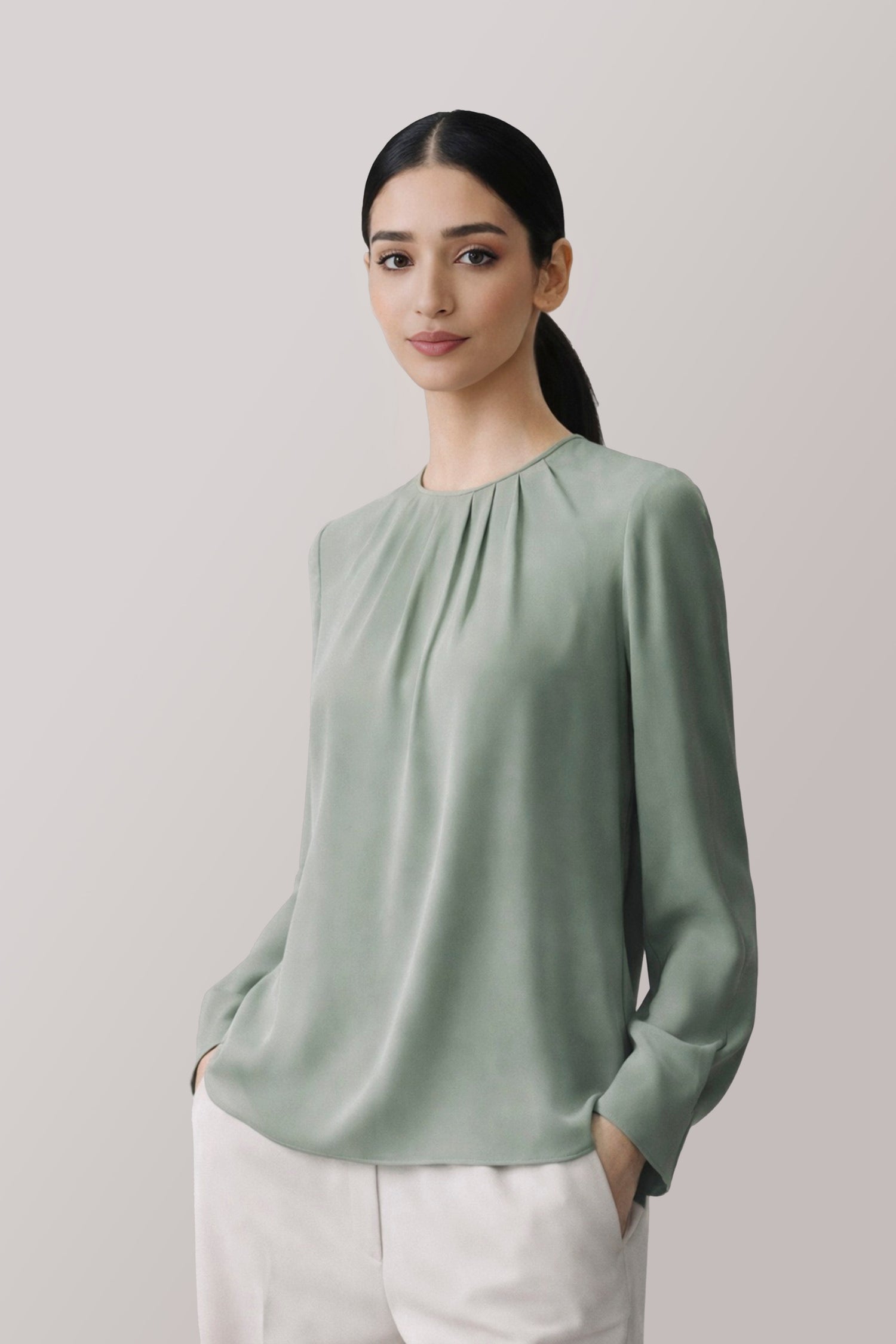 Sage Silk Blouse kevincollin.com