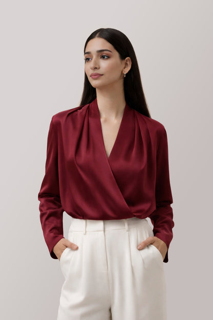 Cherry Overlap Blouse kevincollin.com