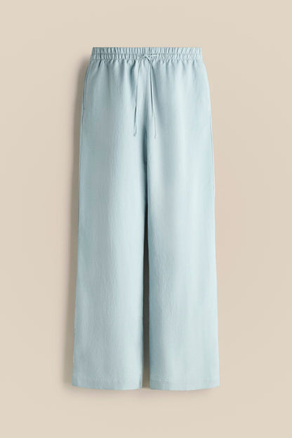 Light Turquoise Linen Trousers kevincollin.com