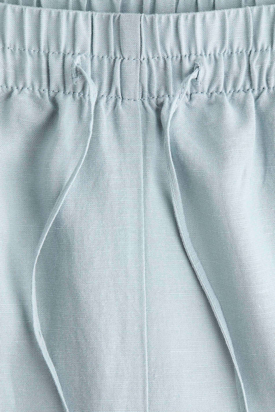Light Turquoise Linen Trousers kevincollin.com