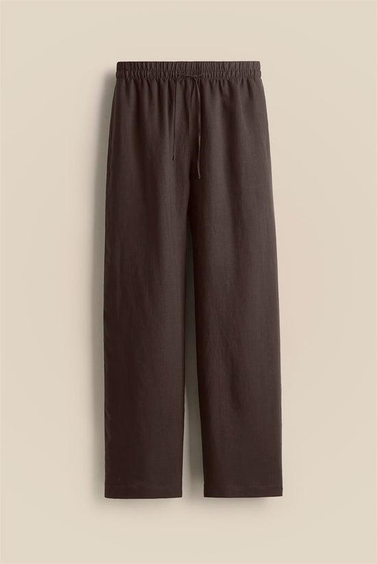 Chocolate Brown Linen Trousers kevincollin.com