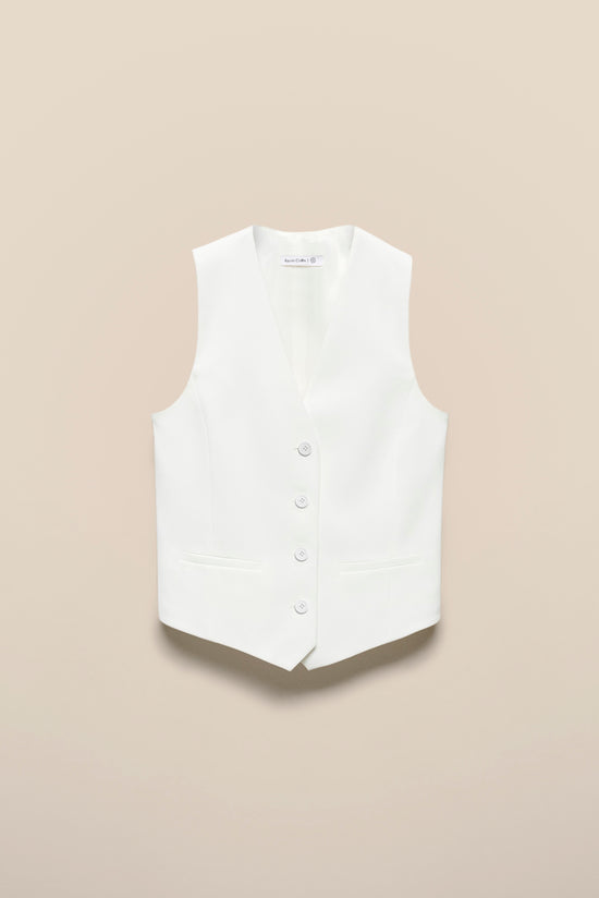 White Sleek Sleeveless Vest kevincollin.com