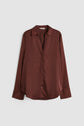 Dark Brown V-Neck Blouse kevincollin.com
