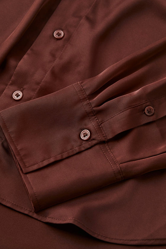 Dark Brown V-Neck Blouse kevincollin.com