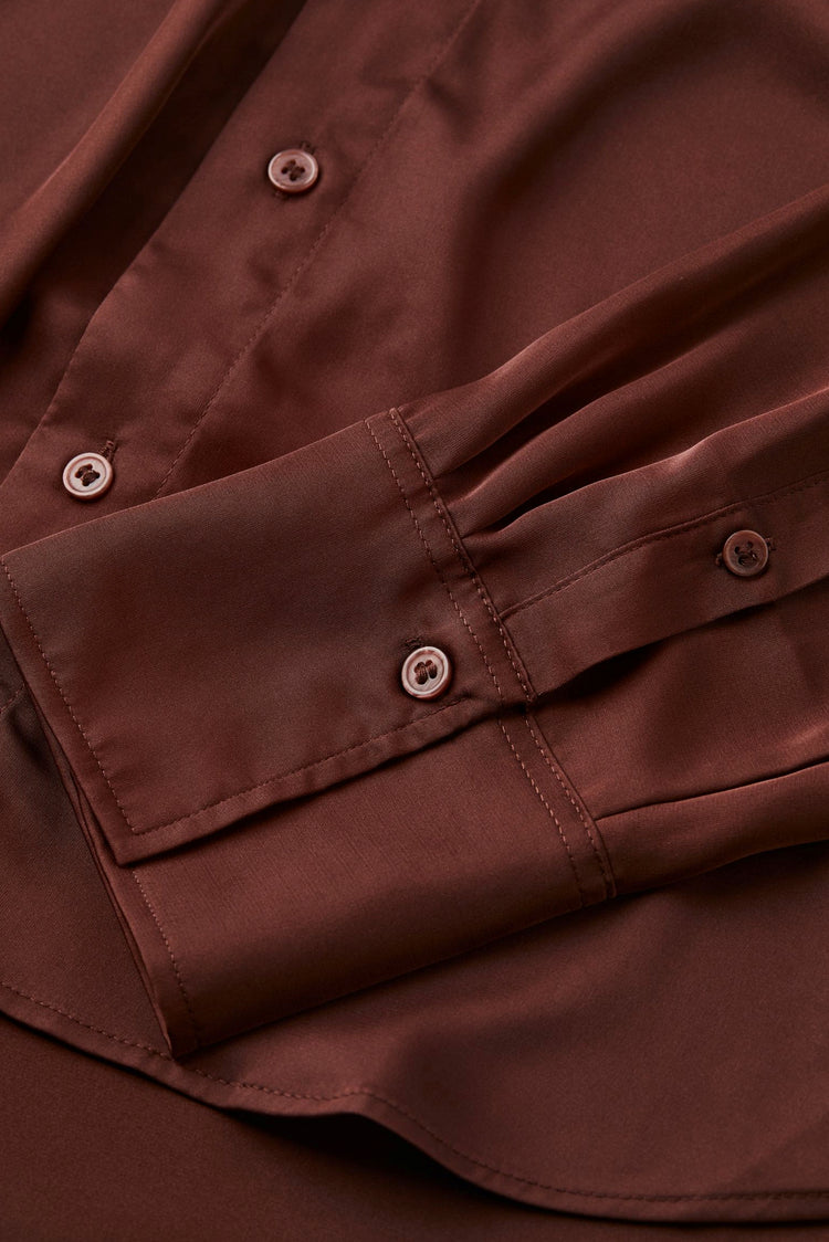 Dark Brown V-Neck Blouse kevincollin.com