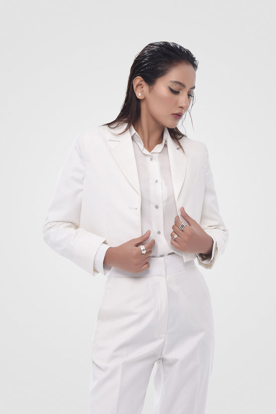White Bird Crop Jacket Slacks Set kevincollin.com